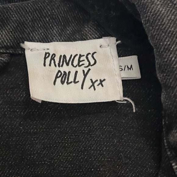 PRINCESS POLLY size small/medium black denim jacket - Picture 3 of 3